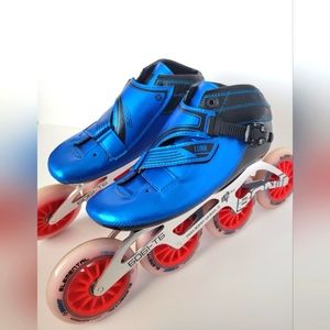 Bont Inline Speed Skating Racing Luna Skate Boot Size 9 Blue 2PF 6061 ABEC7